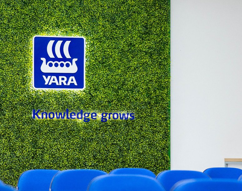 Local para palestras com foco na logo da empresa Yara